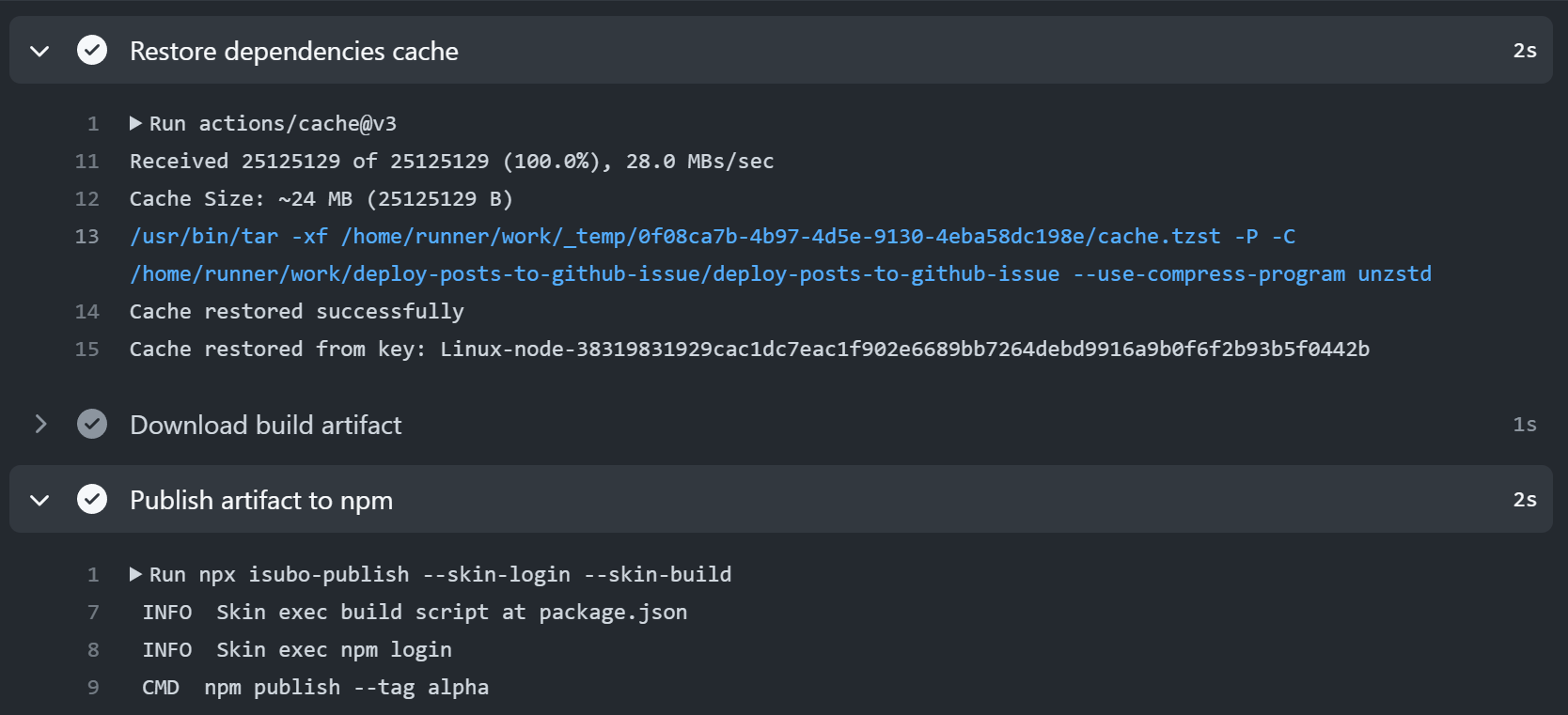 Restore dependencies cache