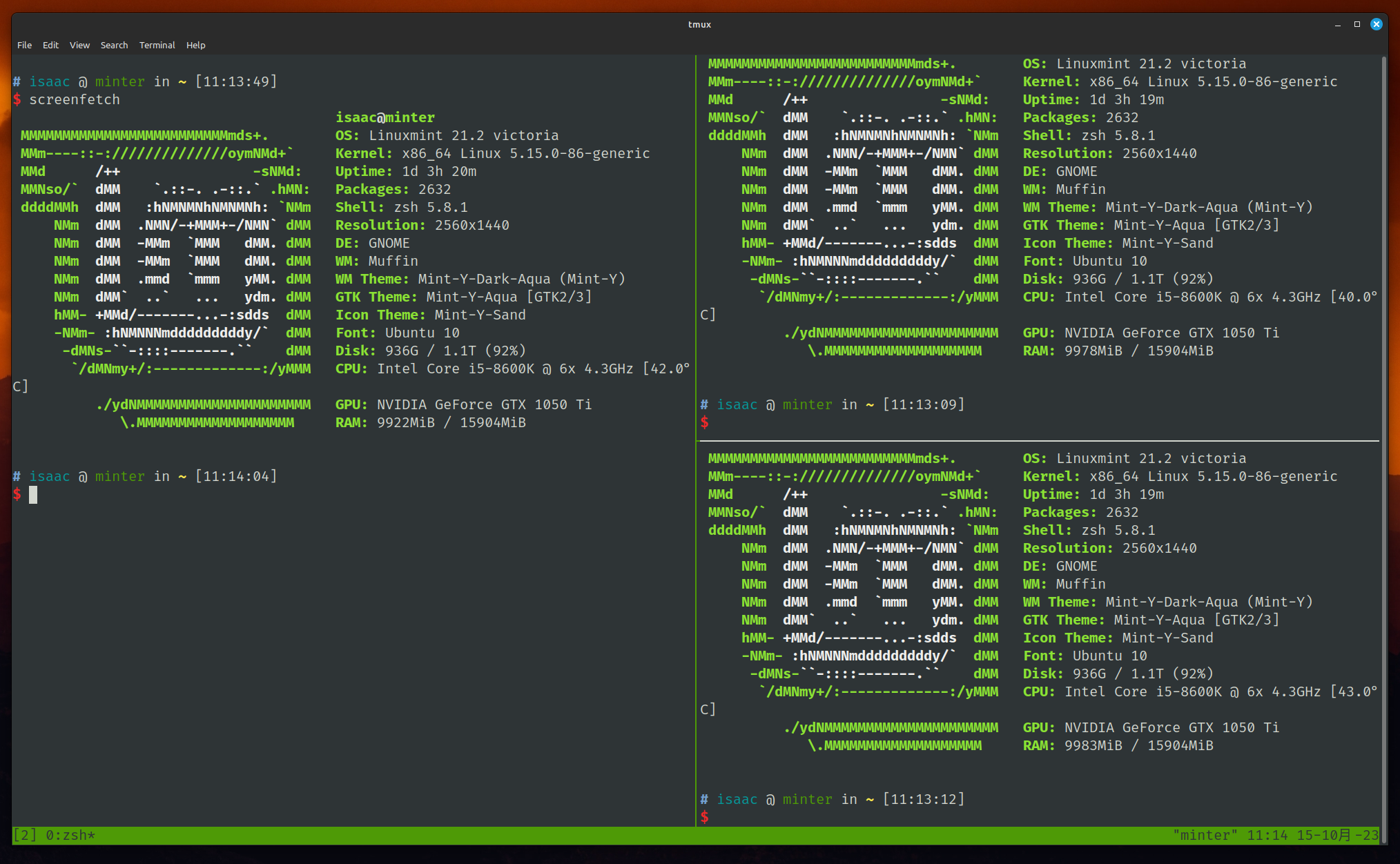 Tmux + Gnome Terminal